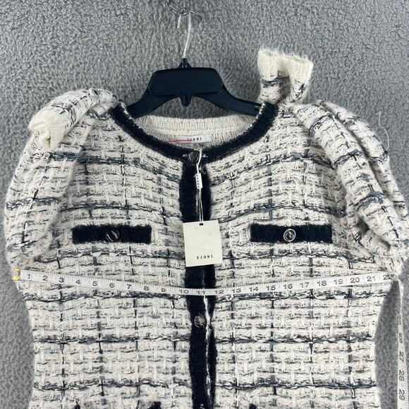 Sioni Cardigan Sweater Large Wool Blend Chunky Knit Black Prairie Granny Cottage - Picture 3 of 13